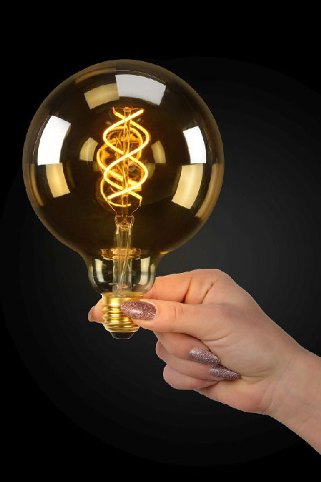 Lucide LED Bulb - Filament bulb - Ø 12,5 cm - LED Dim. - 1x5W 2200K - Amber